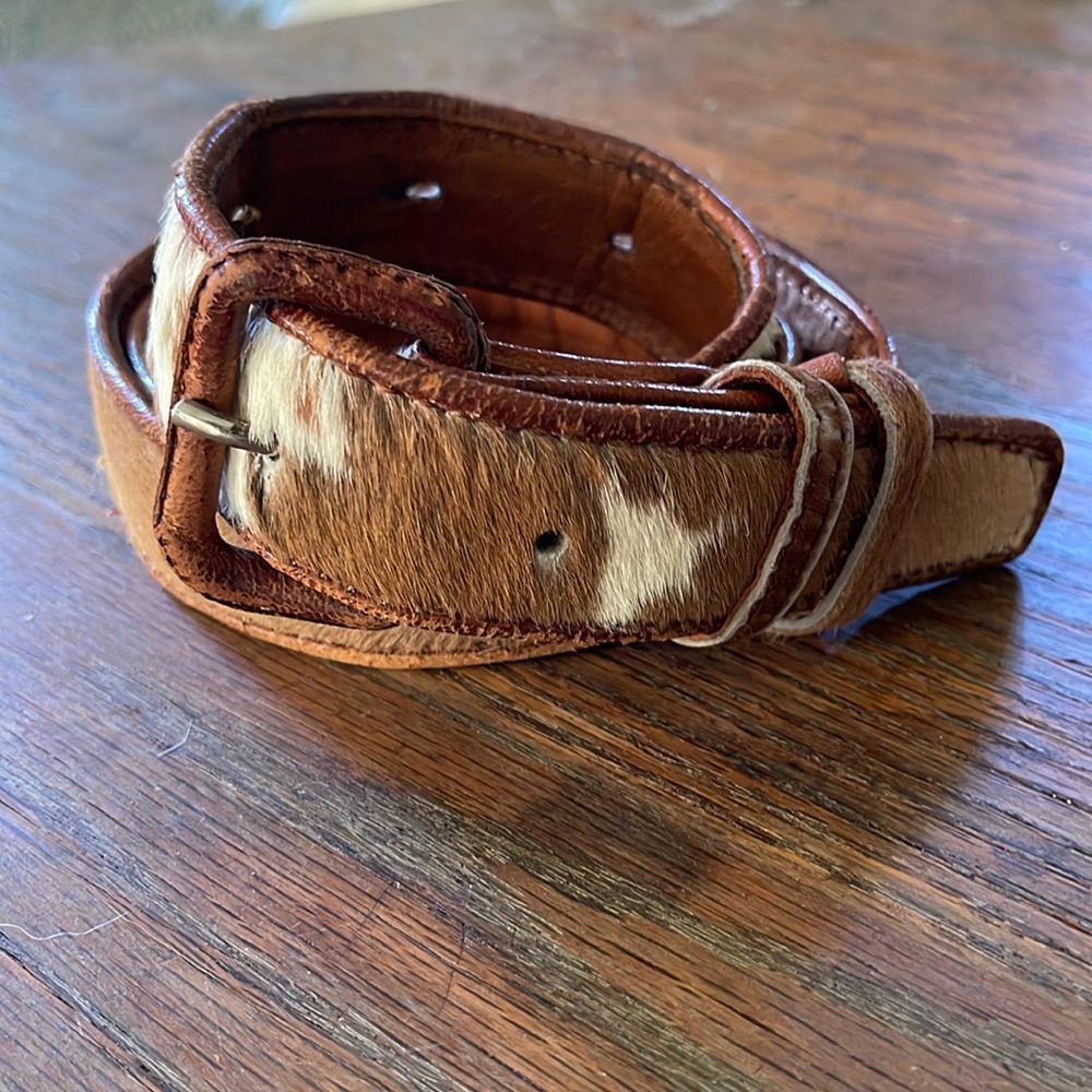 Vtg pony hair handmade leather belt - AMAZING